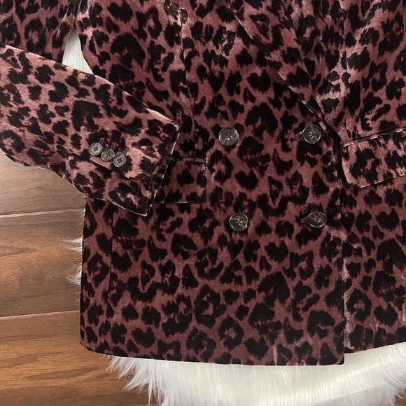 J. Crew Size 2 Velvet Leopard Print Drapey Double Breasted Blazer Jacket J9067 - Picture 2 of 9
